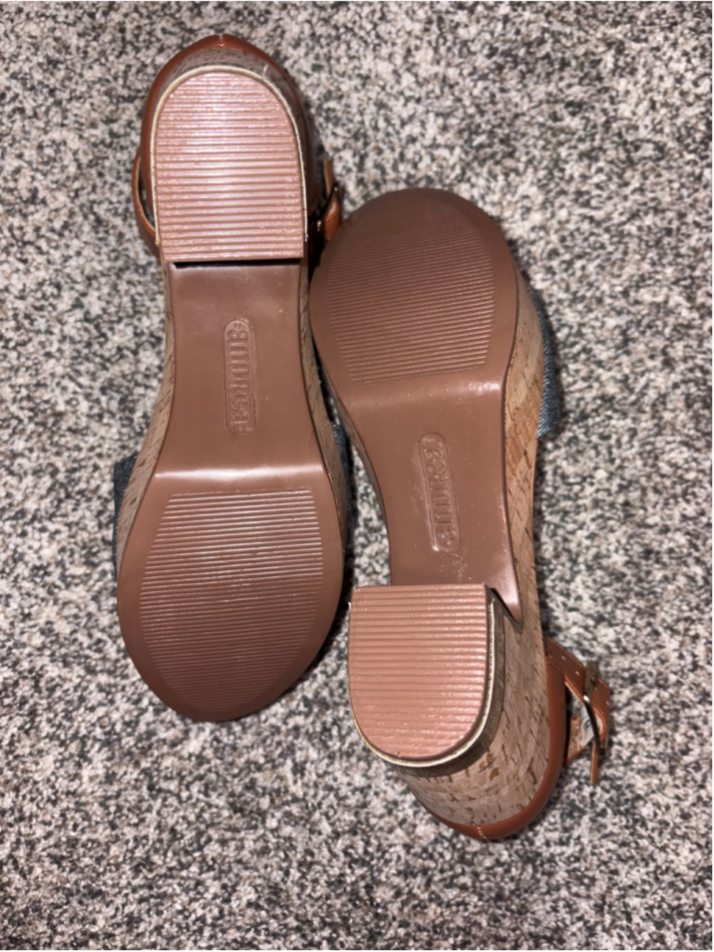 Women's Andrea Wedge Sandals Size 7 Brown and Blue Denim - Picture 3 of 3